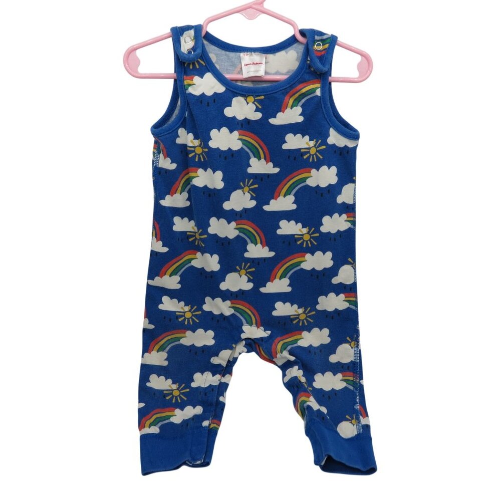 Hanna Andersson Blue Overalls with Rainbow Print